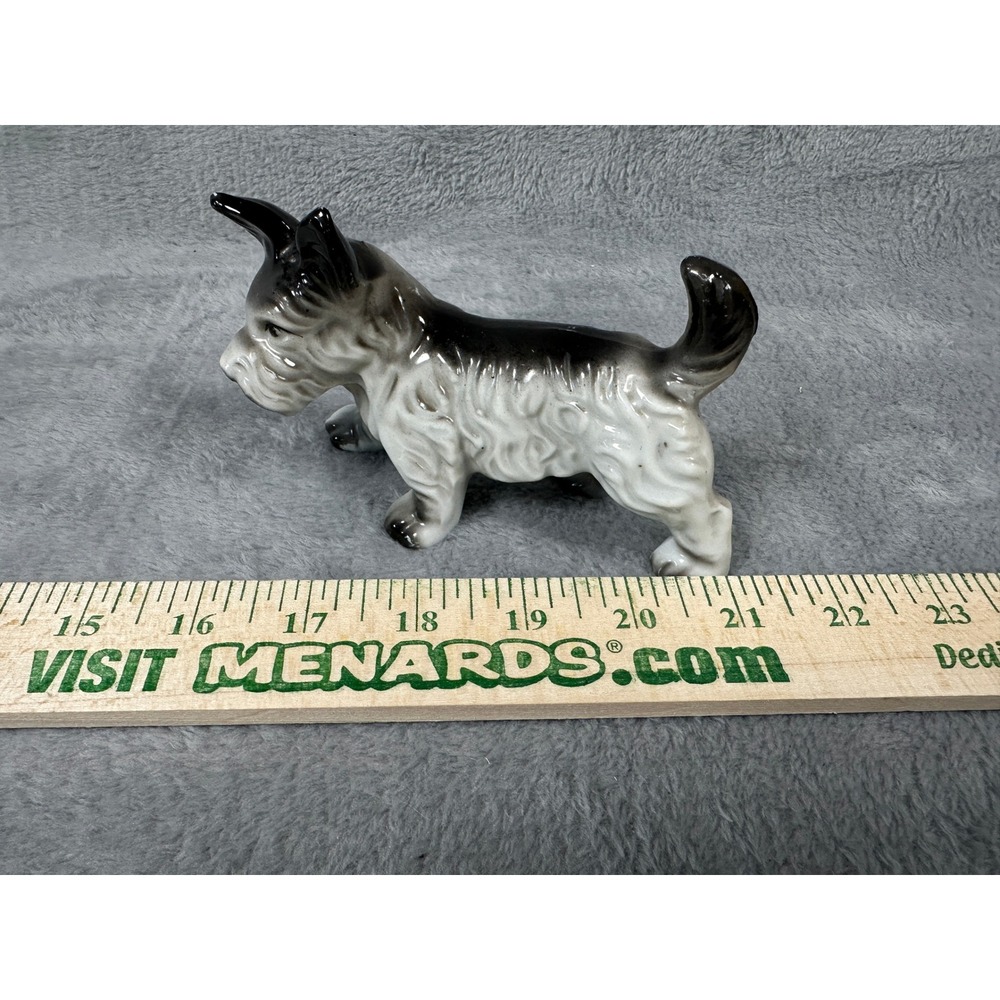 Vintage Japan Ceramic Scottie Dog Figurine Gray White Scottish Terrier 5" - Picture 5 of 7